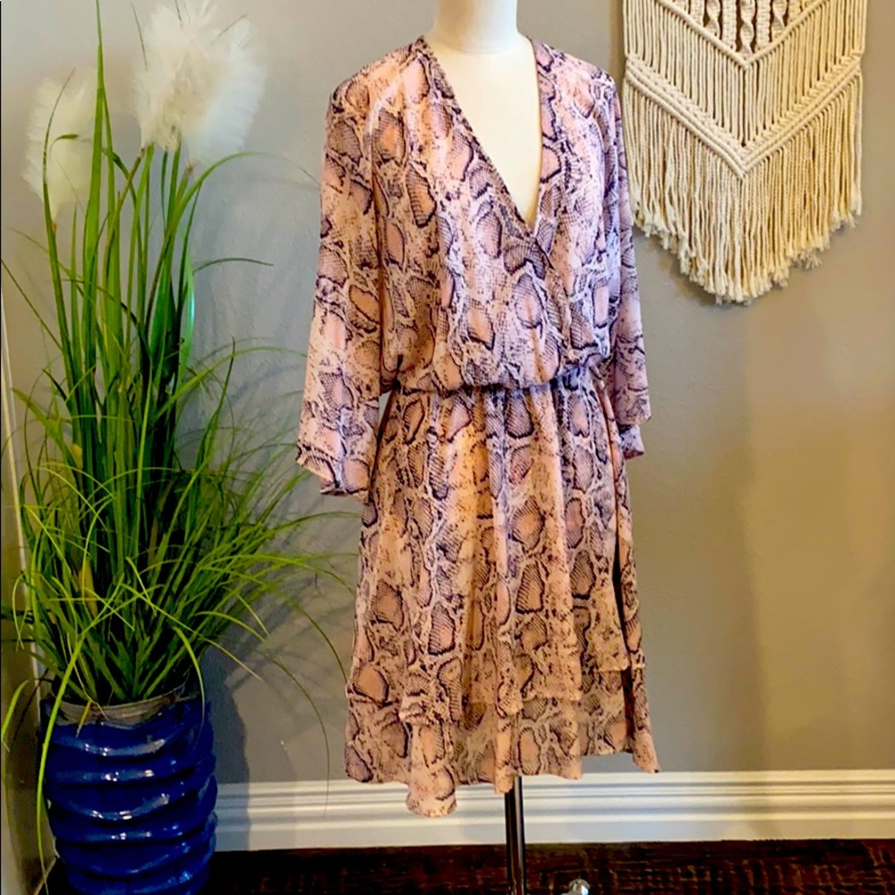 Pink & black snake print dress